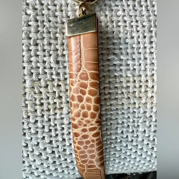 Lauren Ralph Lauren Tan Brown Italian Leather Strap with Gold Ring & Hook, L/XL